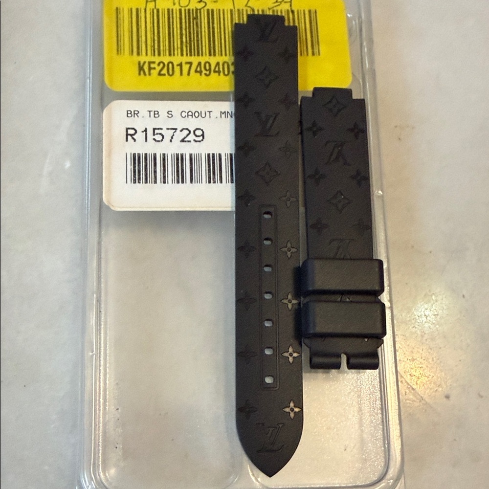 New in box Louis Vuitton Black Monogram Rubber Watch Strap size